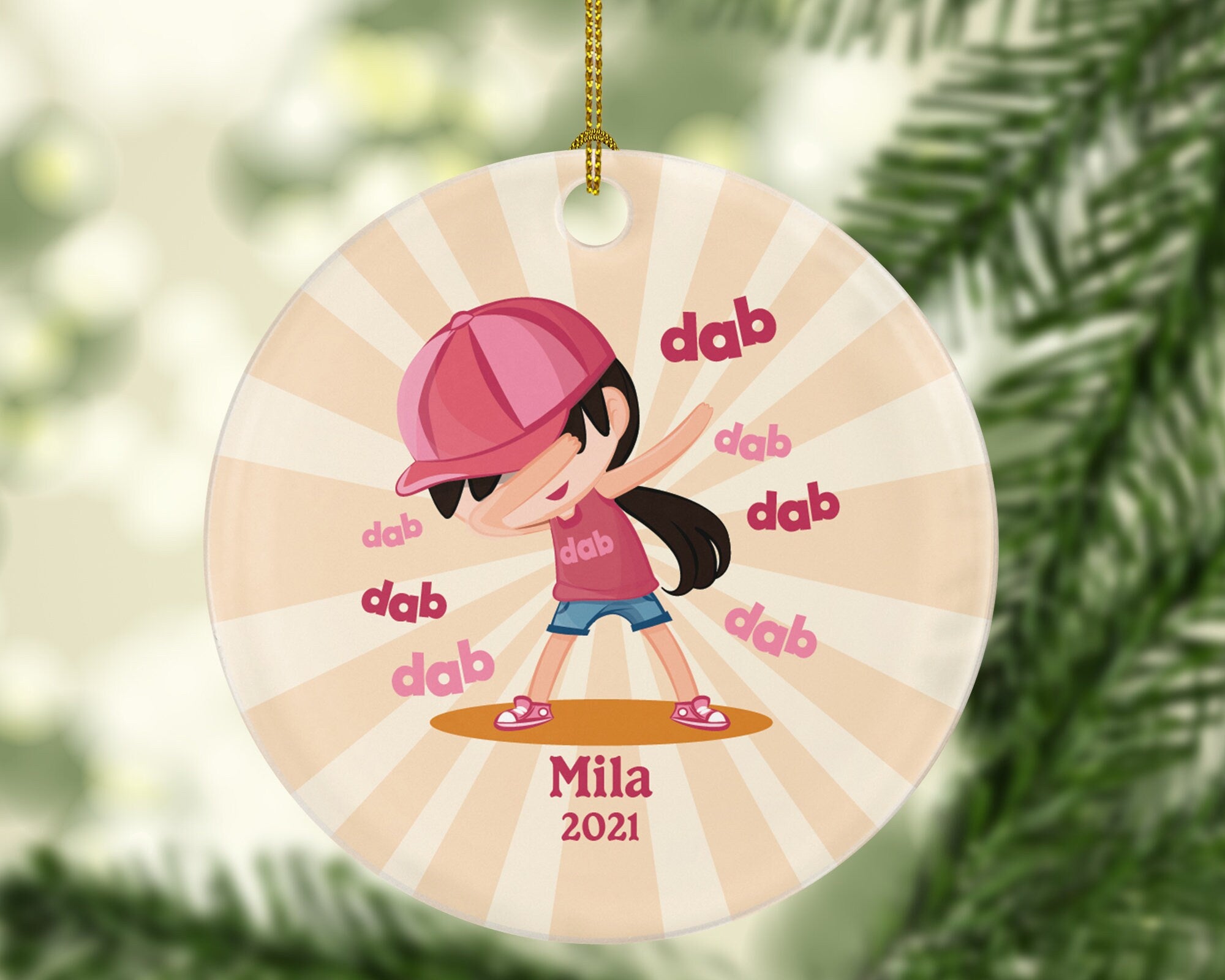 Dabbing Girl Personalized Christmas Ornament / Dabbing Girl Personalized Christmas Ornament / Dabbing Girl / Dabbing Ornament / Dab Ornament