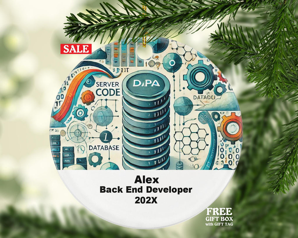 Personalized Back End Developer Ornament – Custom Programmer Gift – Coding Career Ornament for Tech Professionals