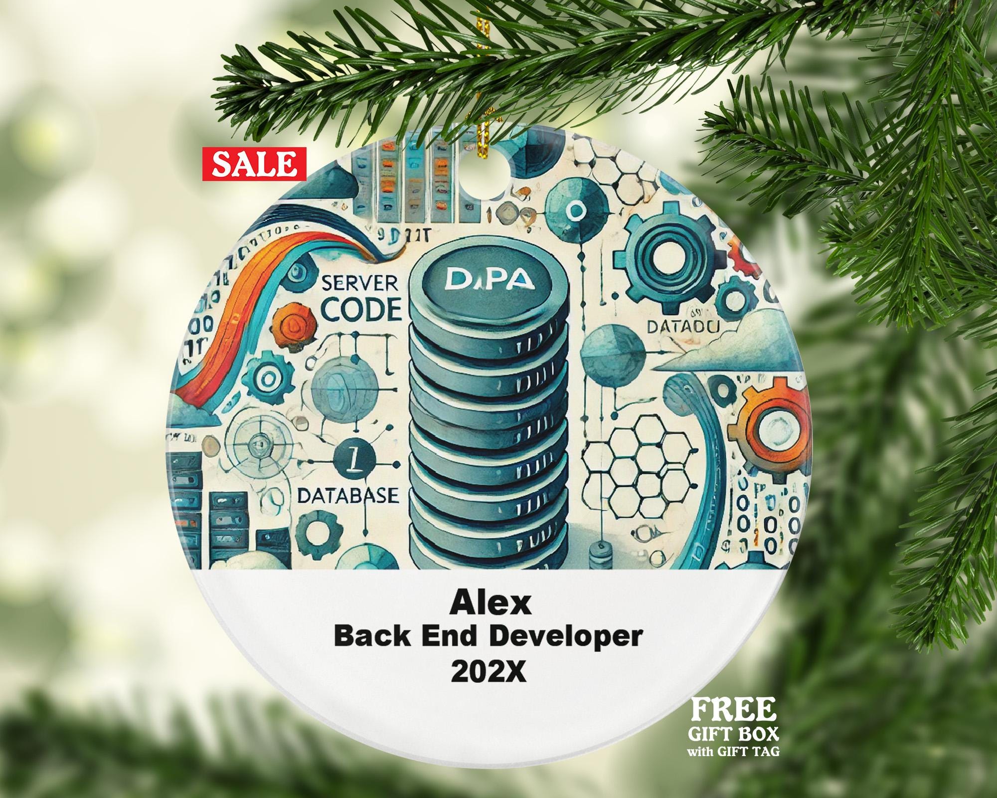 Personalized Back End Developer Ornament – Custom Programmer Gift – Coding Career Ornament for Tech Professionals