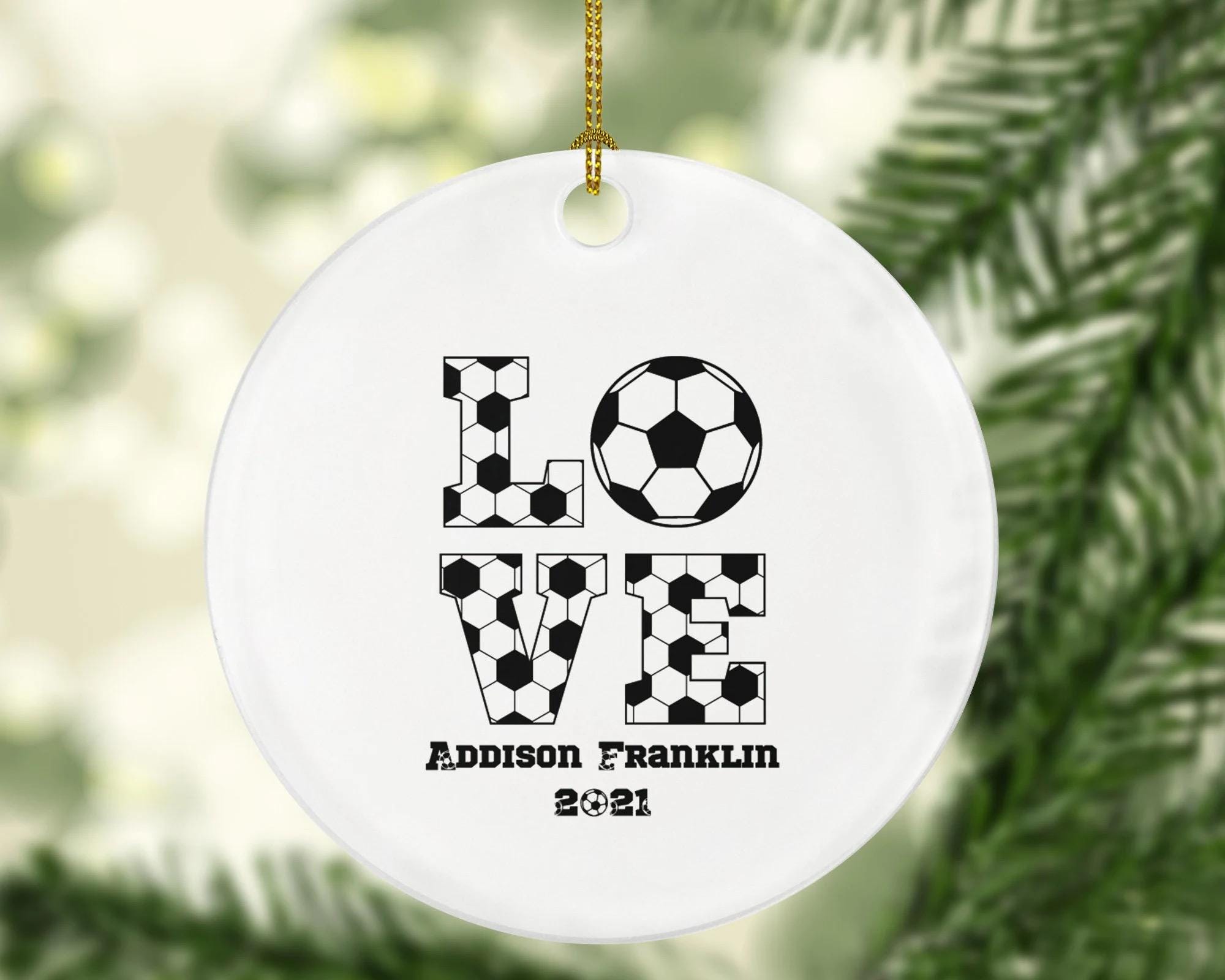 Soccer Love Christmas Ornament Personalized - Goal Keeper Saver Coach Team Player Gift Gamer Sports Match Senior Custom Ball Cup Champion