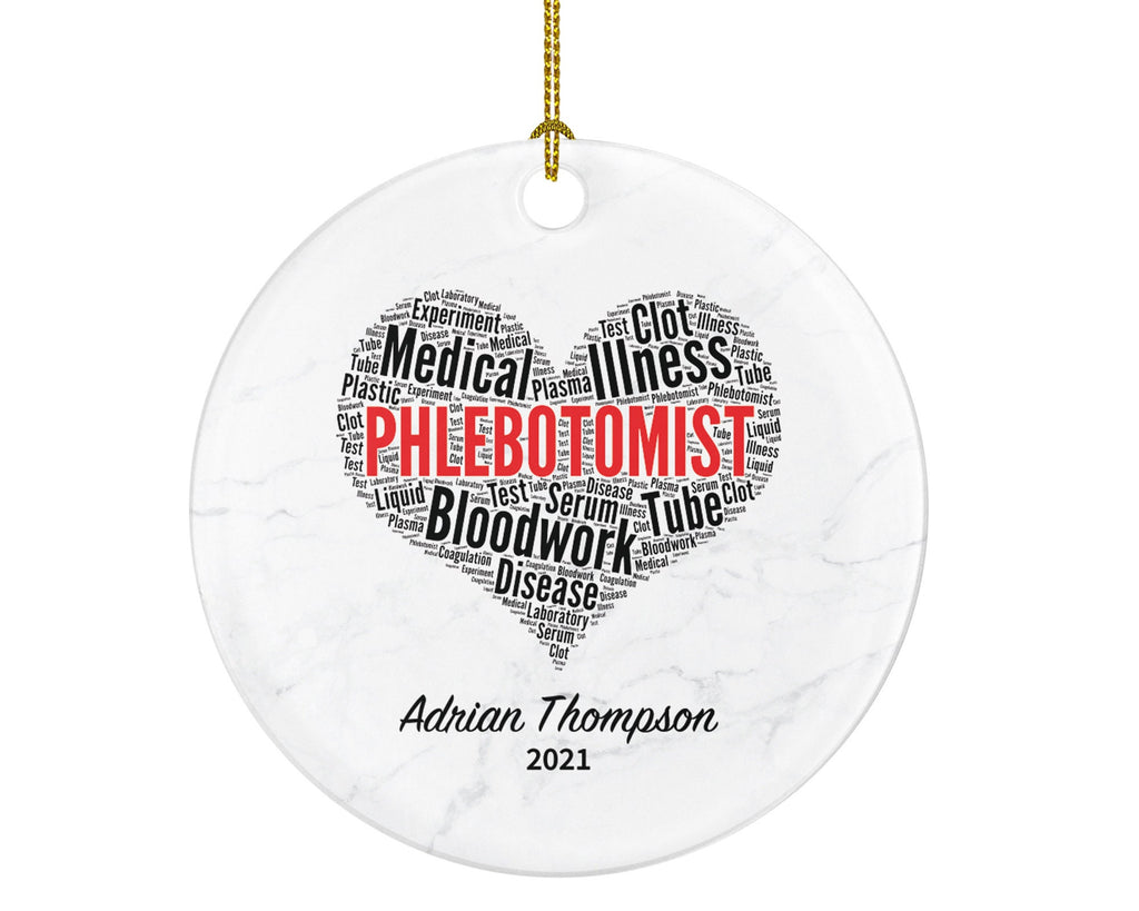 Phlebotomist Tech Christmas Ornament Personalized - Lab Tech Gift, Healthcare Worker Essential Employee Appreciation, Hospital Worker