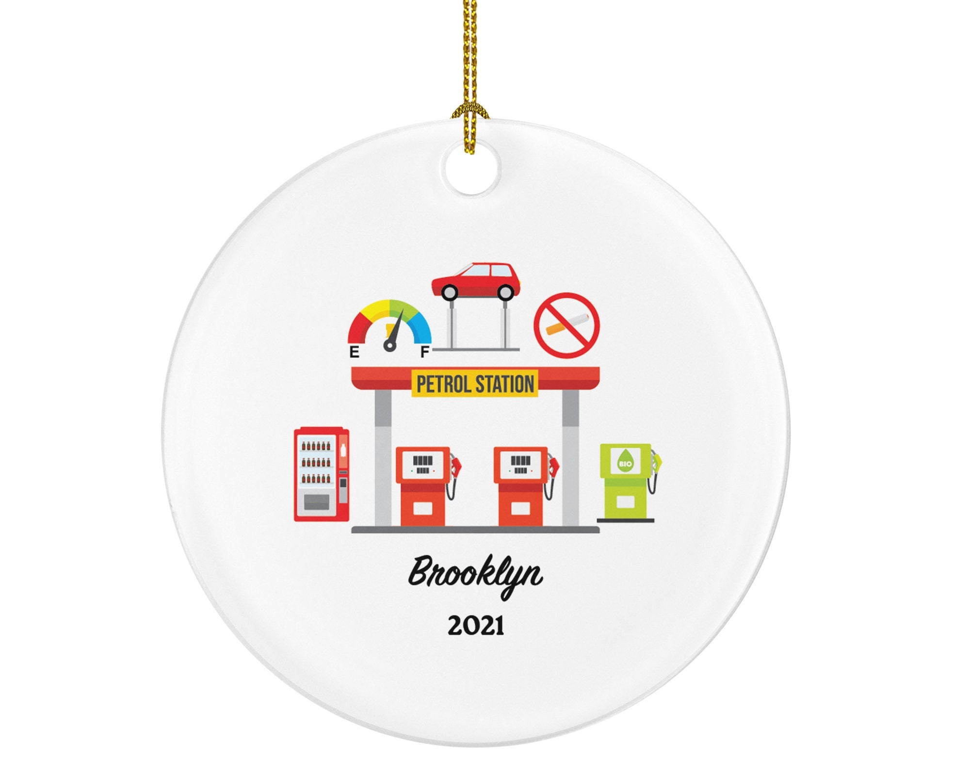 Gas Station Owner Worker Christmas Ornament Personalized - Gift for a Gas Station Custom Name