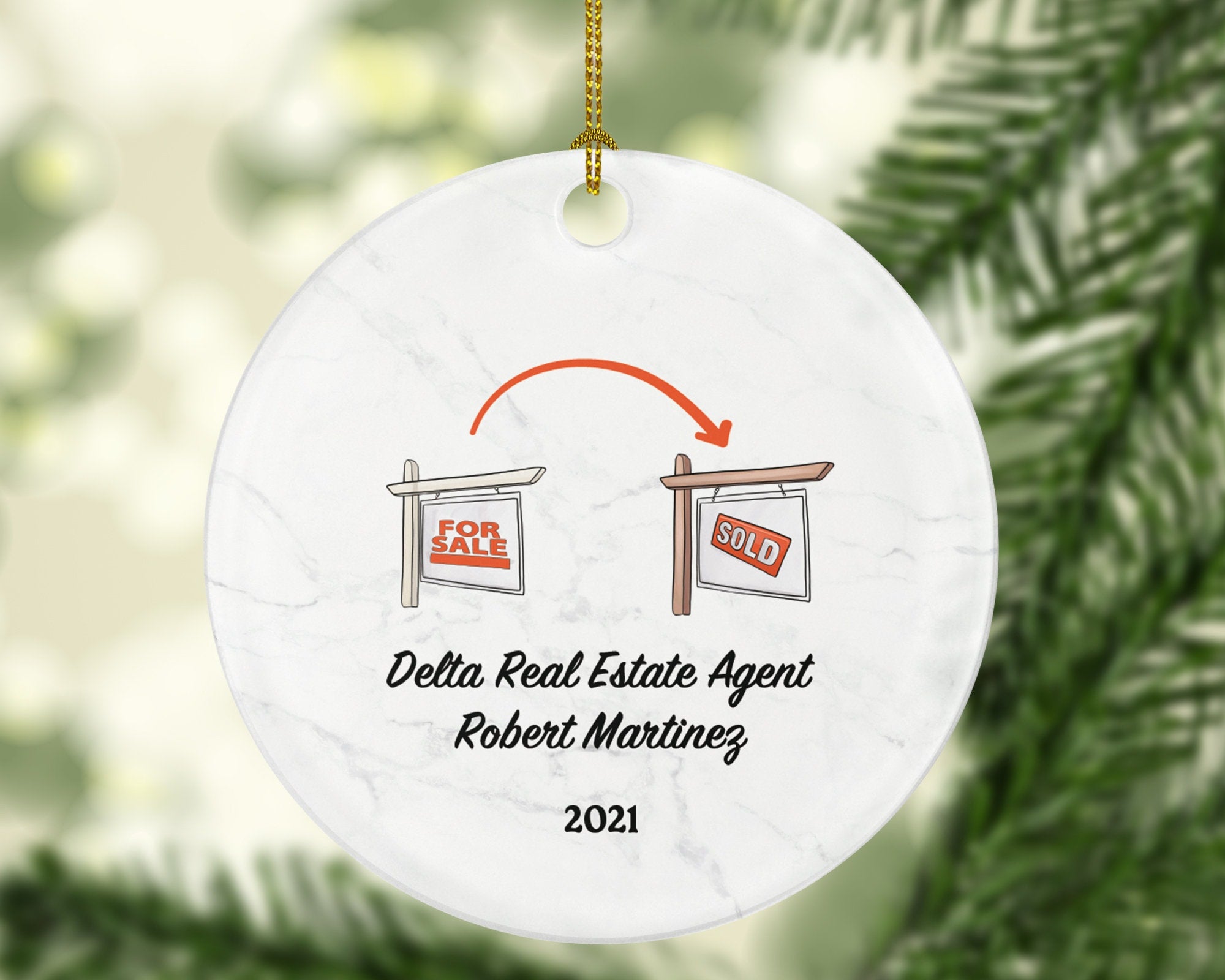 Realtor Real Estate Agent Personalized Ornament - House Broker Personalized Ornament- New Real Estate Seller Christmas Ornament