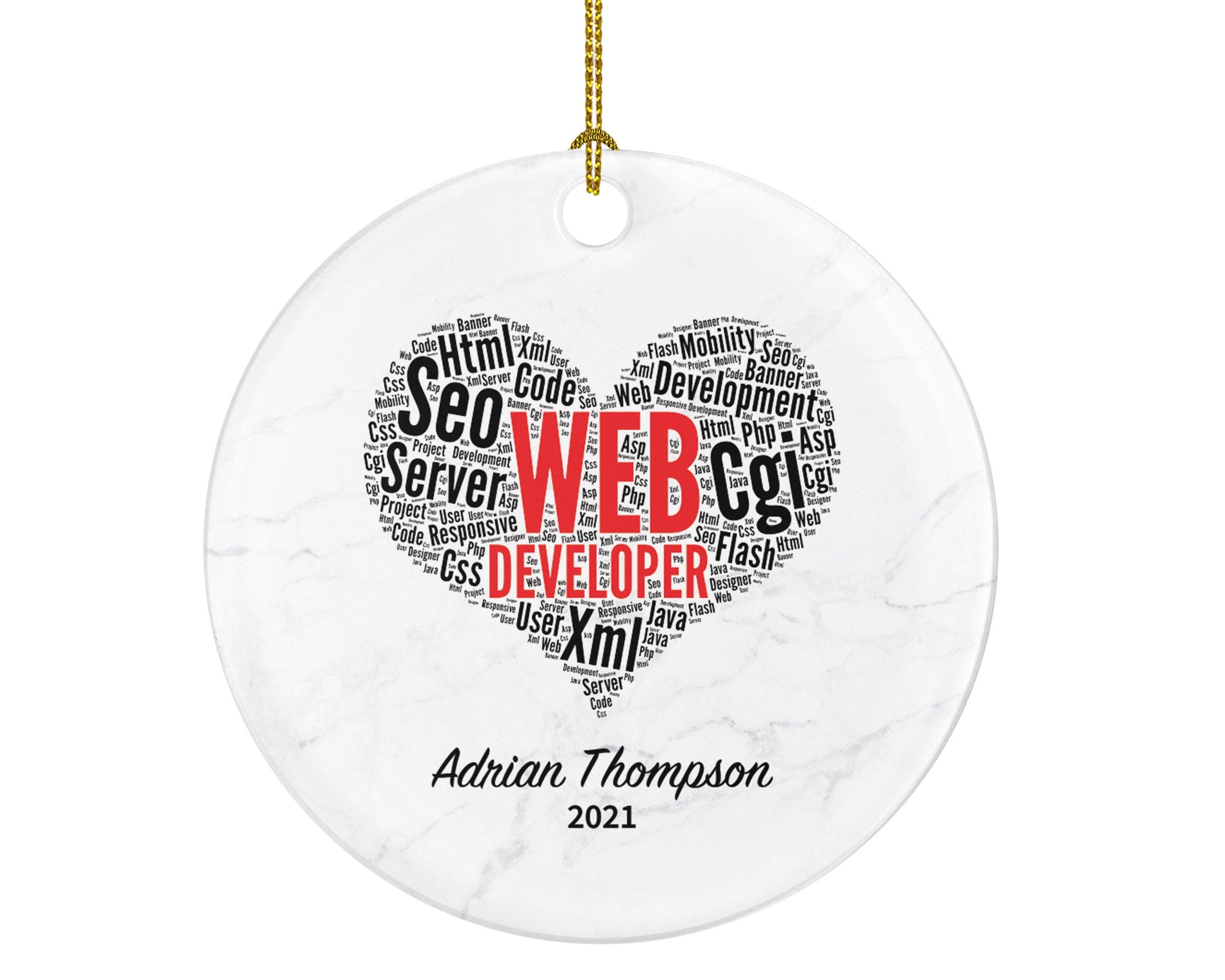 Web Developer Christmas Ornament Personalized - Website Builder Developer Specialist Custom Name Gift