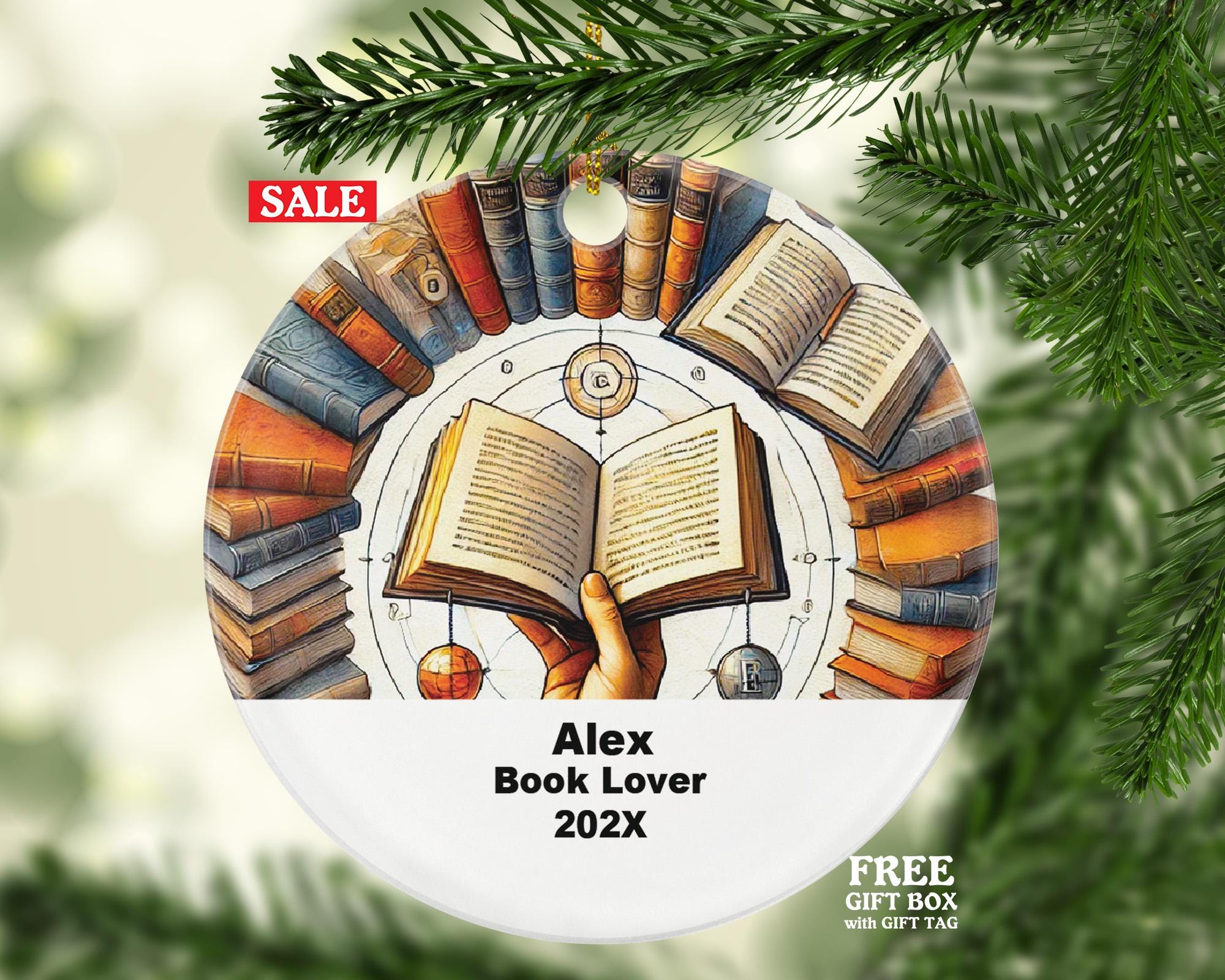 Personalized Book Lover Ornament – Custom Reading Gift – Literature Ornament for Readers and Writers