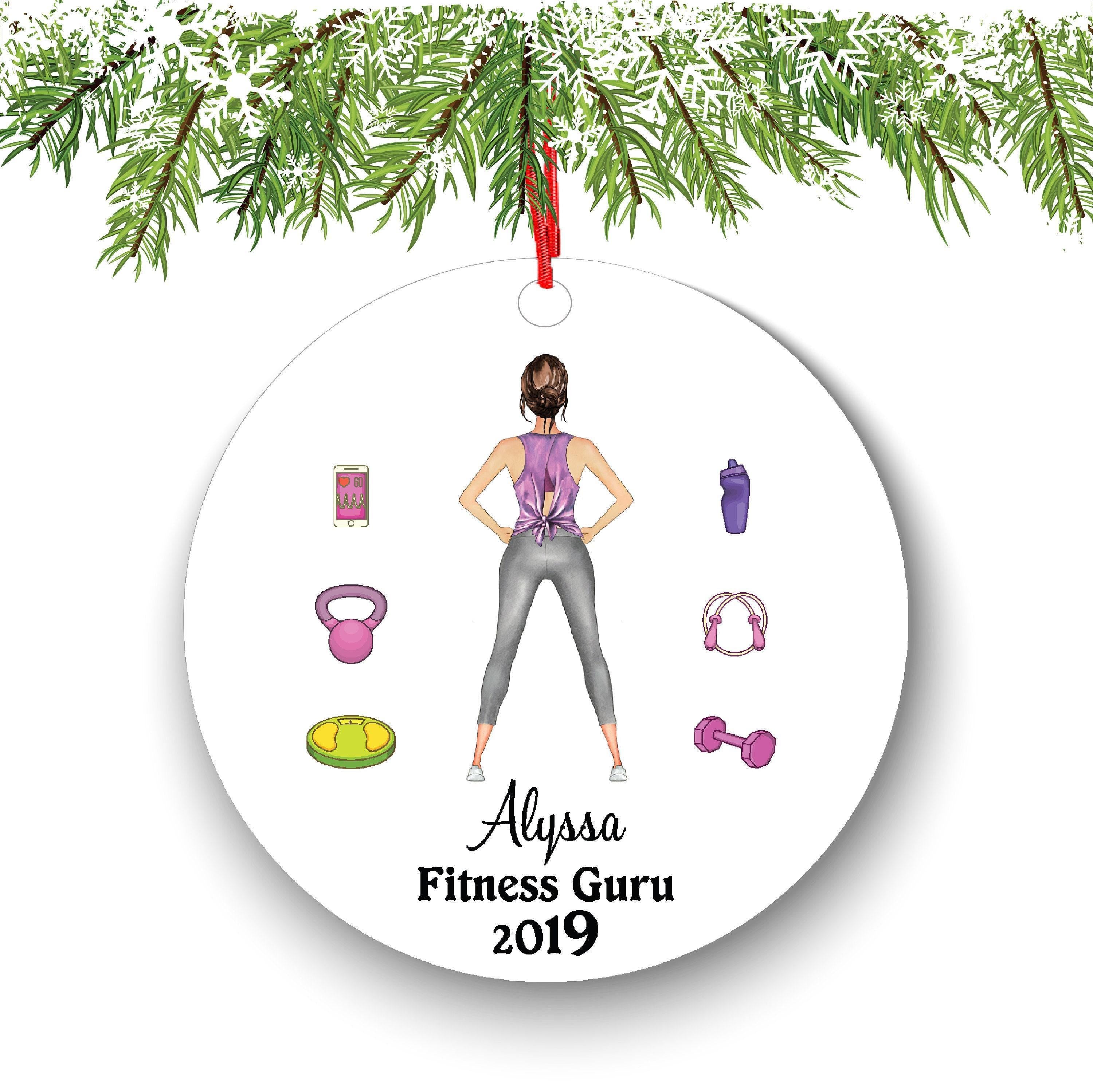 Fitness Christmas Ornament: Custom Female Portrait (Yoga, Pilates)