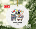 Librarian Christmas Ornament Personalized, Library Worker Bookworm Gift Custom Name