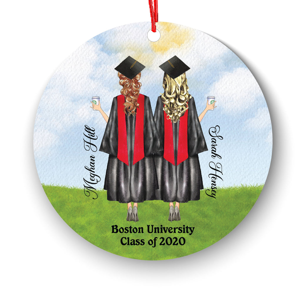 Personalized Graduation Christmas Ornament Class of 2020 2021 for Graduate Female Bff Besties Masters Bachelor Doctorate College High School