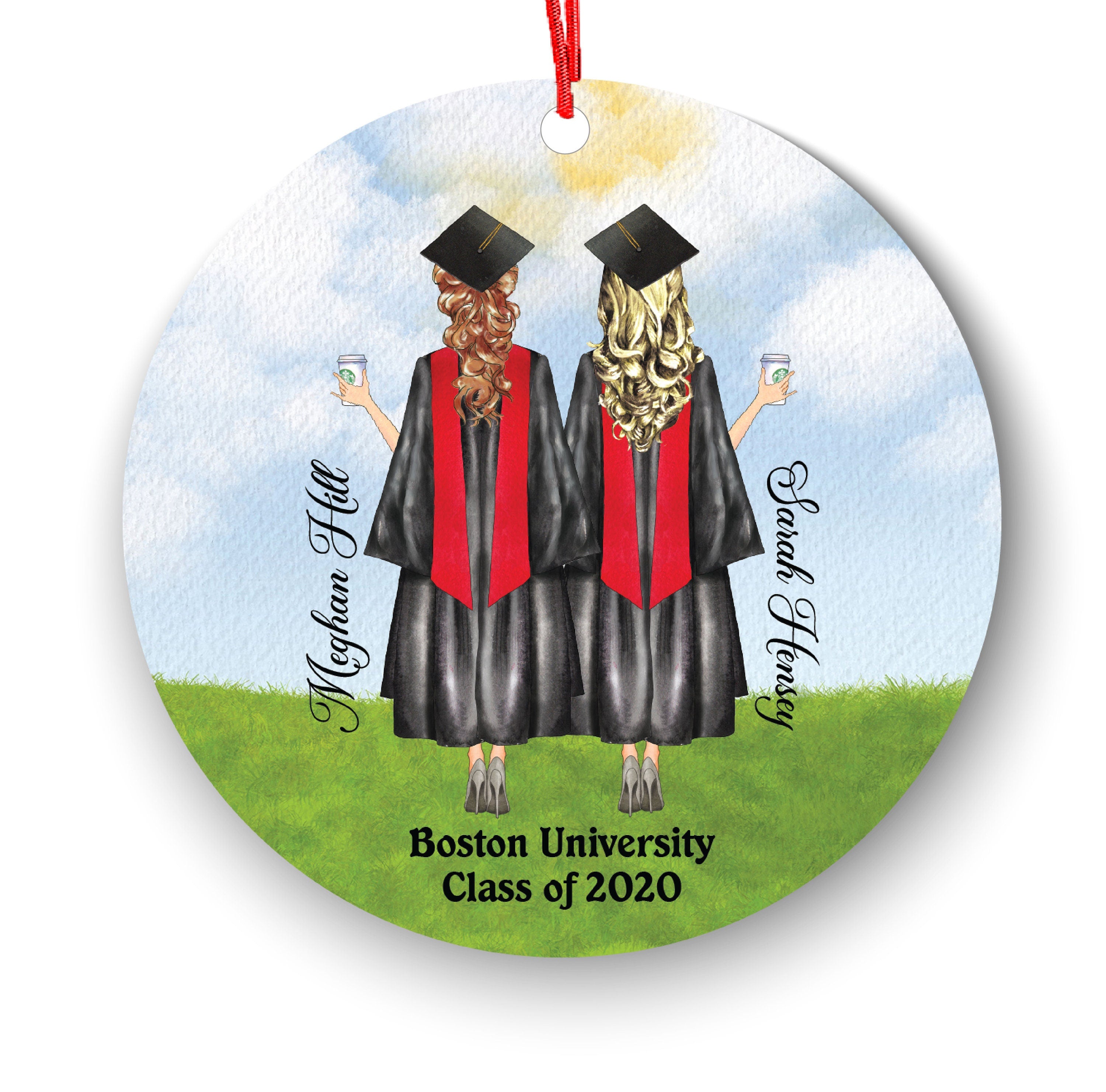 Personalized Graduation Christmas Ornament Class of 2020 2021 for Graduate Female Bff Besties Masters Bachelor Doctorate College High School