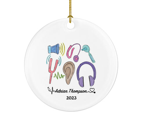 Audiologist Christmas Ornament Personalized - Hearing Doctor Audiology Gift Graduation Thank You Appreciation Gift for Female or Male
