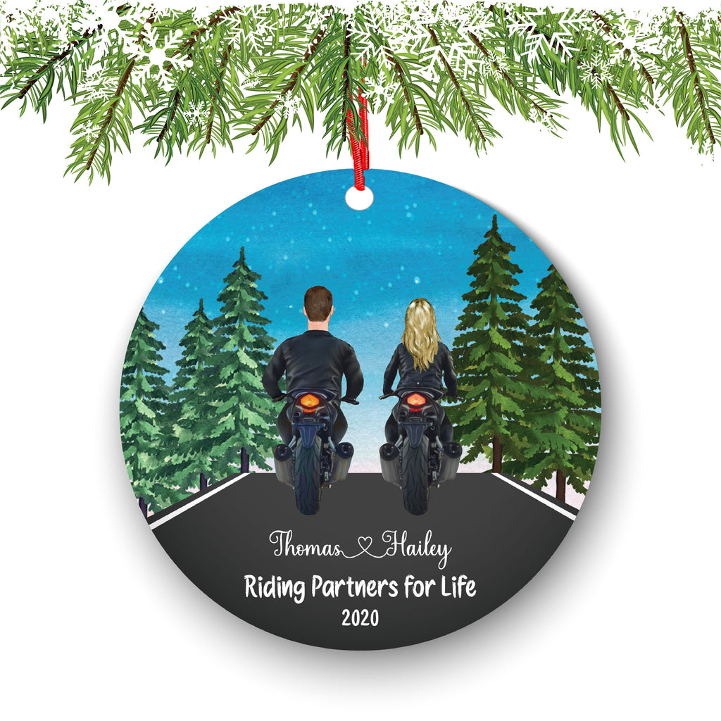 Biker Couple Motorcyclist Personalized Christmas Ornament Riding Partners Motorcycle Rider Girl Male Female Boy Ride Dirt bike
