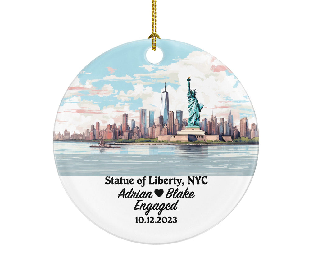 New York City Christmas Ornament Personalized - Engaged Married Family Together Couple Travel Honeymoon Wedding Engagement Marriage