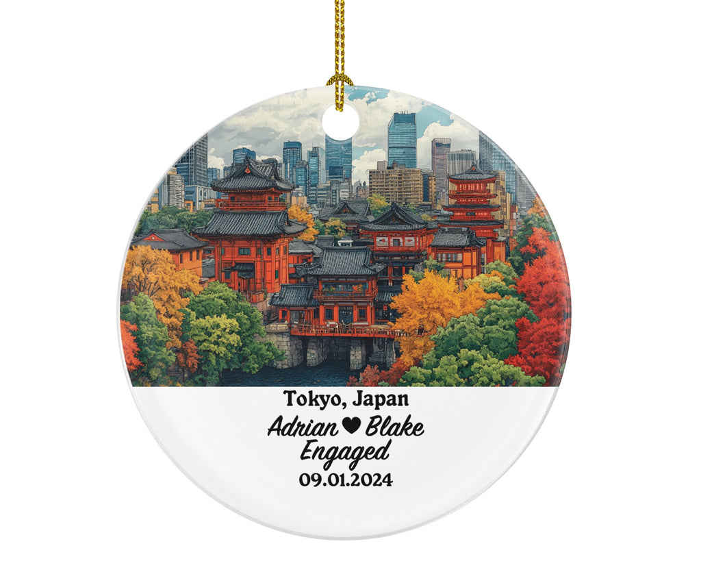 Tokyo Christmas Ornament Personalized - Japan Engaged Married Family Together Couple Travel Honeymoon Engagement Marriage