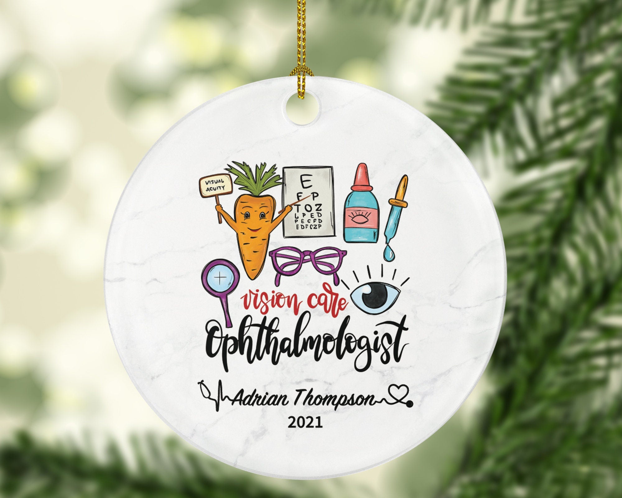 Ophthalmologist Christmas Ornament Personalized - Eyes Seeing Doctor Visual System Gift Graduation Thank You Appreciation Gift