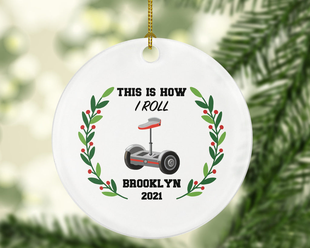 Electric Scooter Christmas Ornament Personalized - Riding Scooter Gift Motorized Kids Balance Board Wheel Scooter, Hoverboard Segway