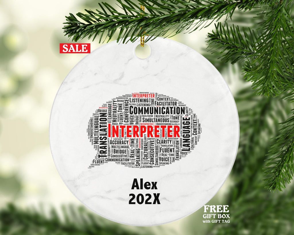 Personalized Interpreter Christmas Ornament – Custom Language Gift – Translator Ornament – Multilingual Communication Keepsake