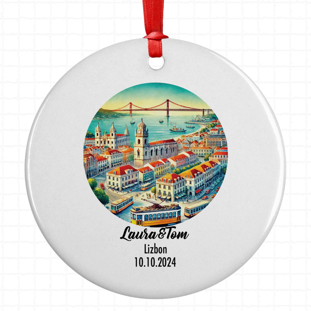 Lizbon, Portugal, Ornament, Engagement, Married, Travel, Gift for Engaged Couple, Engagement Gift, Trip, Vacation Souvenir