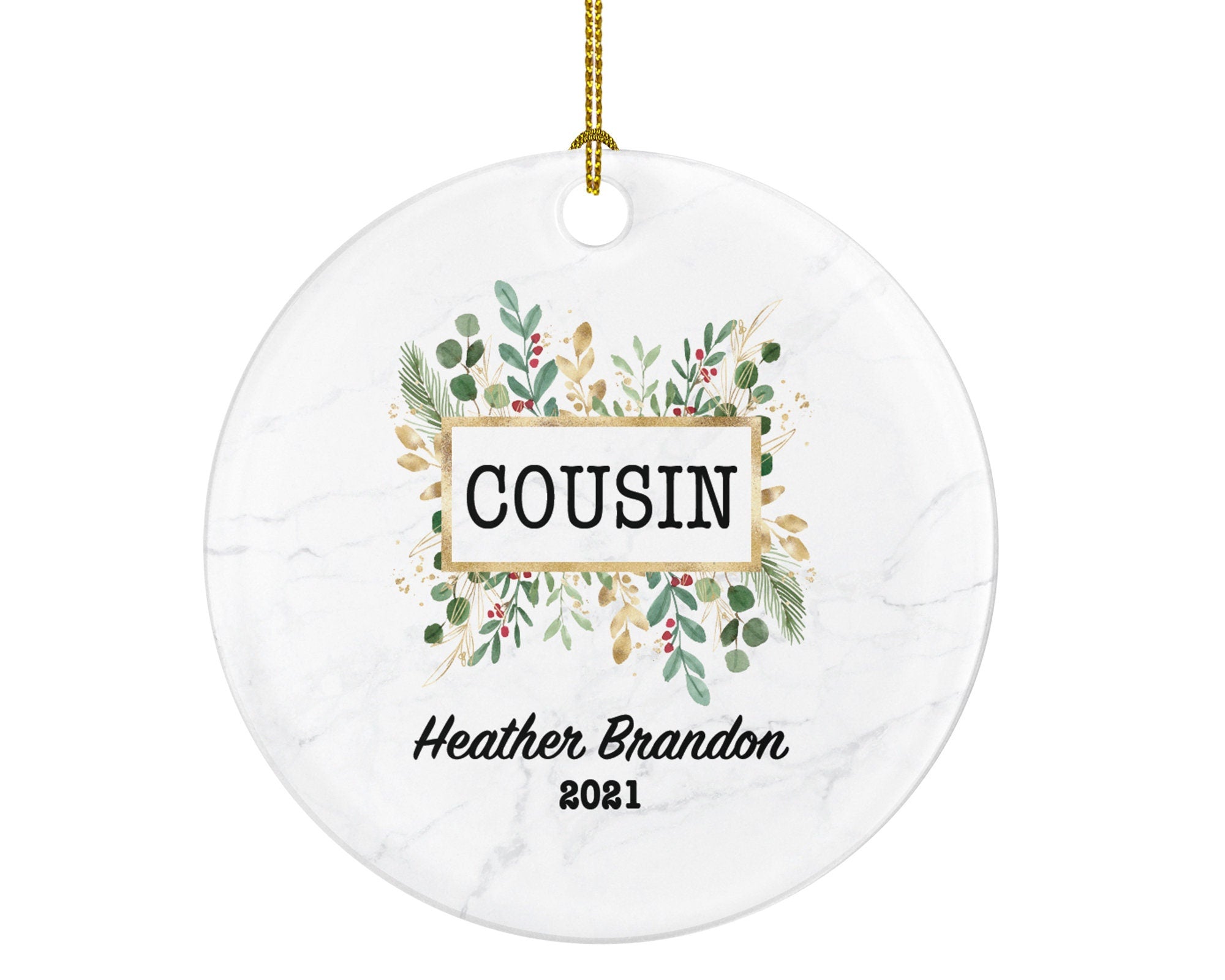 Best Cousin Ever Personalized Ornament, Cousin Ornament,  Cousin Gift, Gift for Cousin, Cousin Christmas Gift, Personalized Ornament