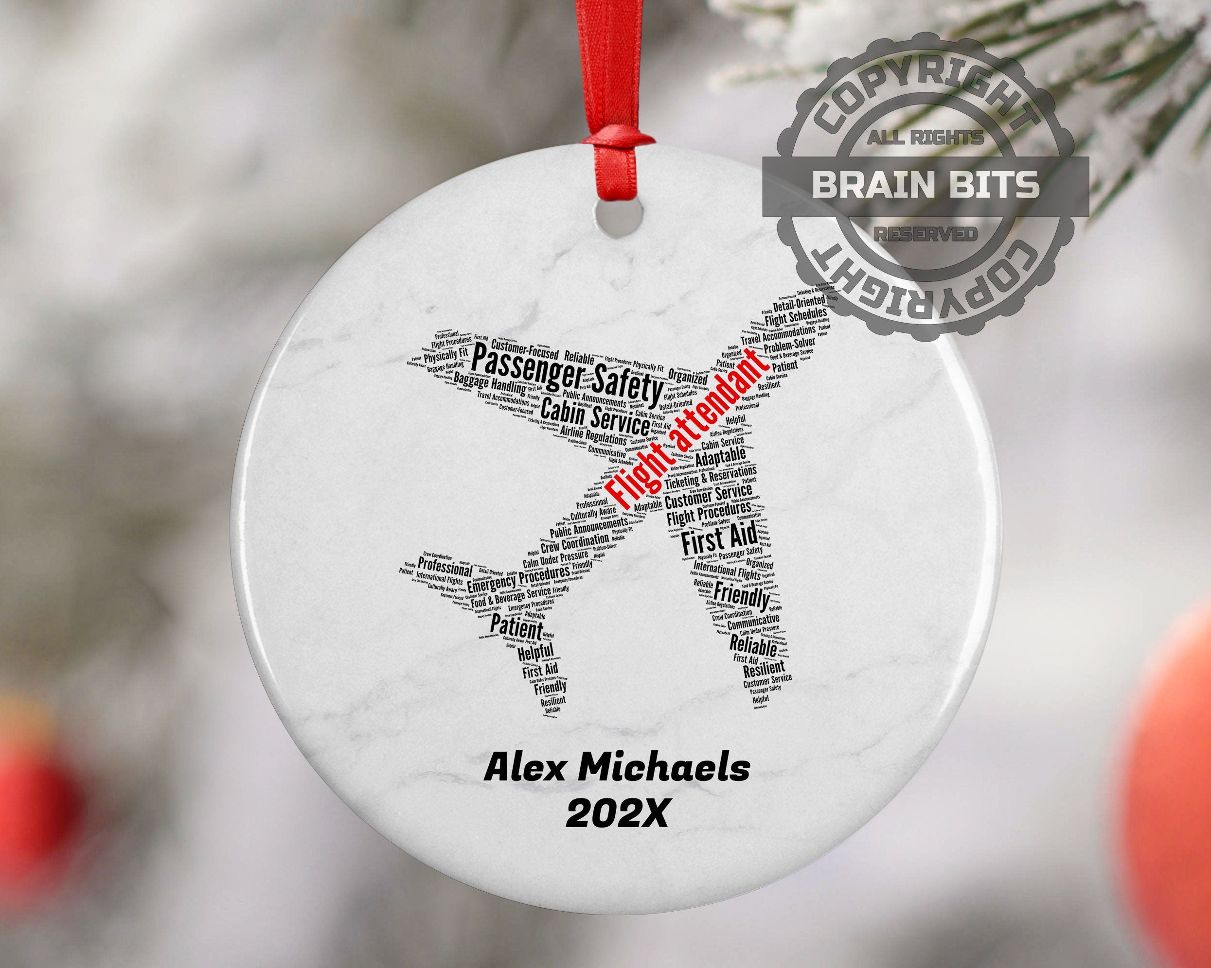 Flight Attendant Personalized Christmas Ornament