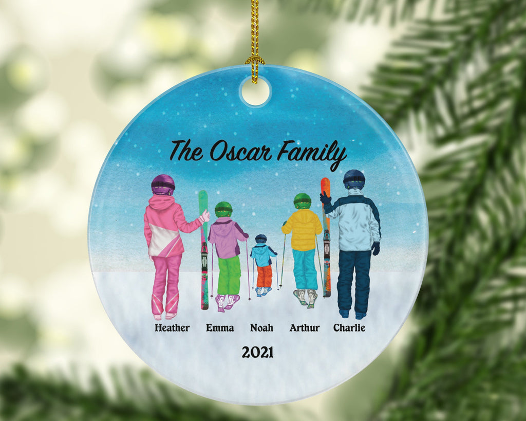 Skiing Christmas Ornaments Downhill Skier, Ski Trip Vacation for Family, Winter Sports Ornament Personalized Gift Sports Hobby Occupation