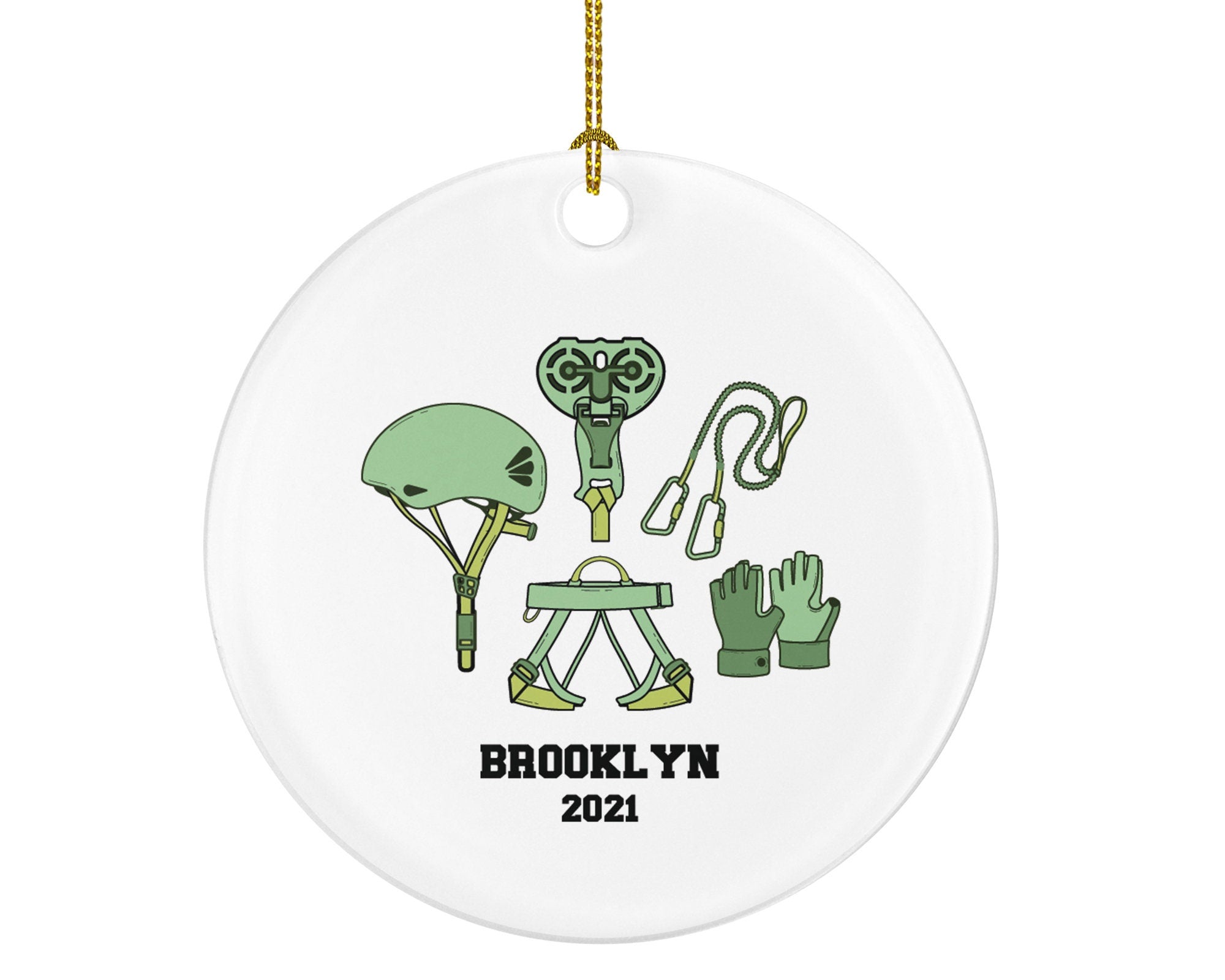 Zip Line Christmas Ornament Personalized, Rope Sliding Zip liner Zipliner Ziplining Outdoor Zipline Instructor Rope Adventure Park