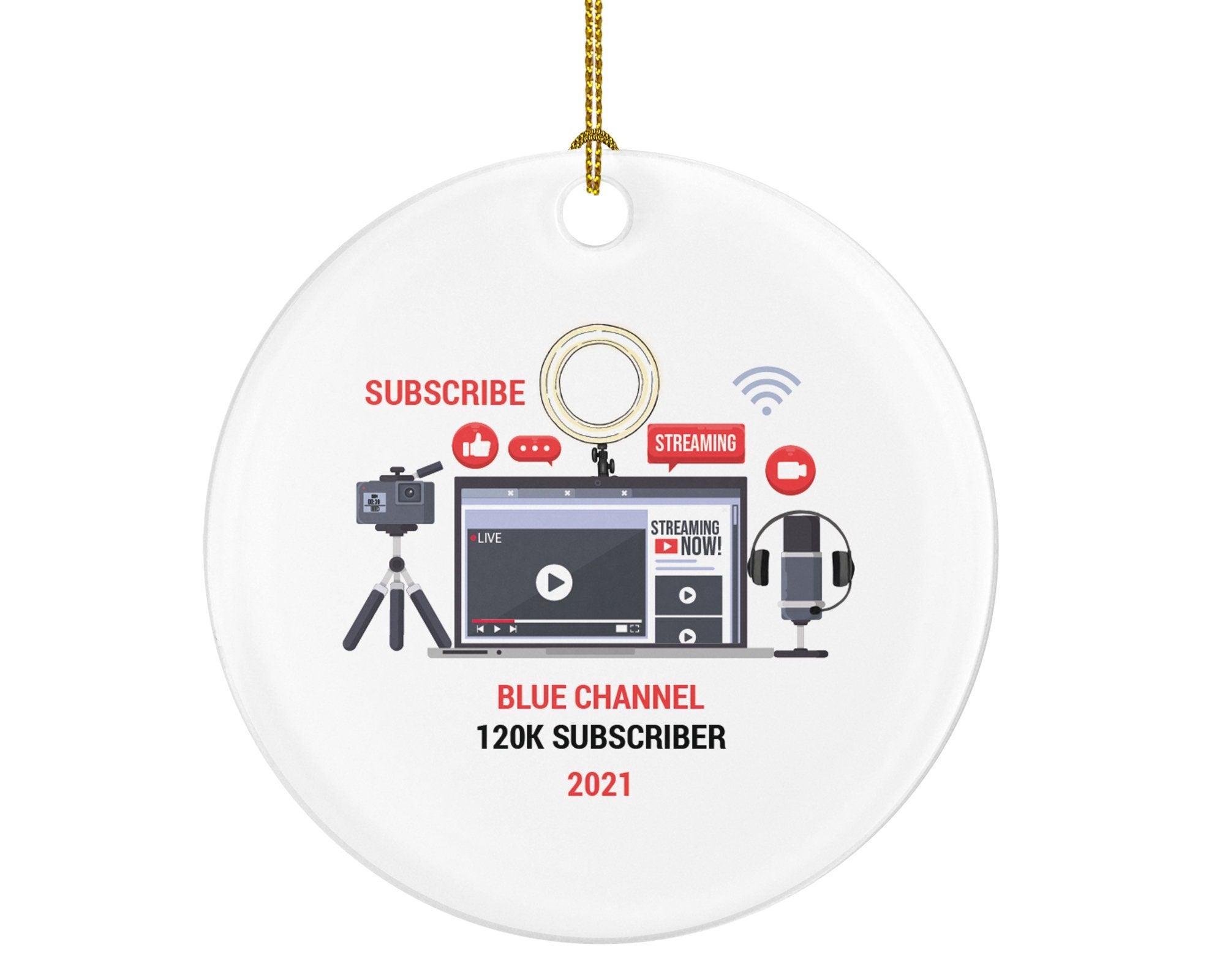 Social Media Influencer Video Creator Christmas Personalized Ornament Friends Followers Vlog Vlogger Blogger