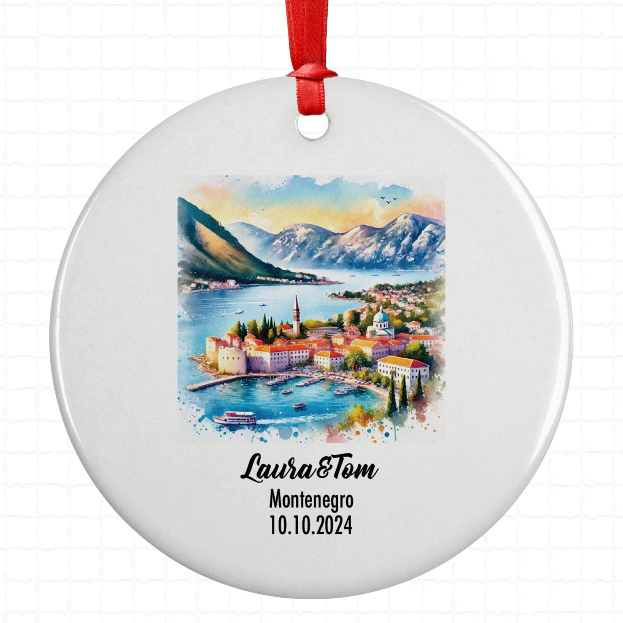 Montenegro, Kotor, Ornament, Engagement, Married, Travel, Gift for Engaged Couple, Engagement Gift, Trip, Vacation Souvenir