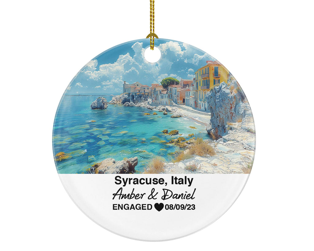 Custom Italy Syracuse Ornament, Piazza Duomo, Ortigia Island, Personalized Couple Gift, Celebrate Wedding, Engagement, Honeymoon