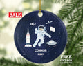 Astronaut in Space Christmas Ornament Personalized, Spaceship Themed Pilot Astronaut Custom Gift with Name
