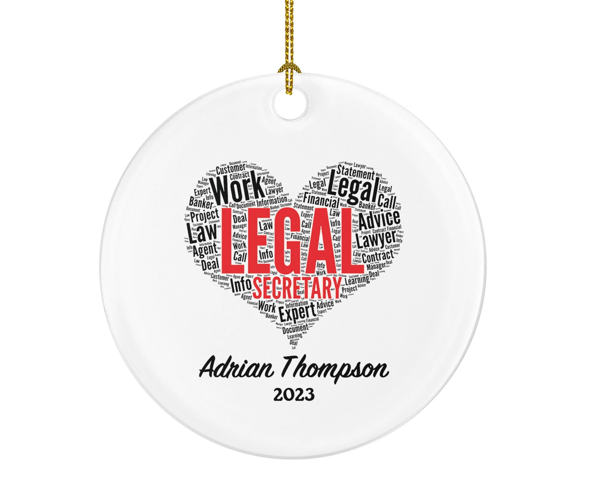 Legal Secretary Christmas Ornament Personalized - Custom Secretary Gift