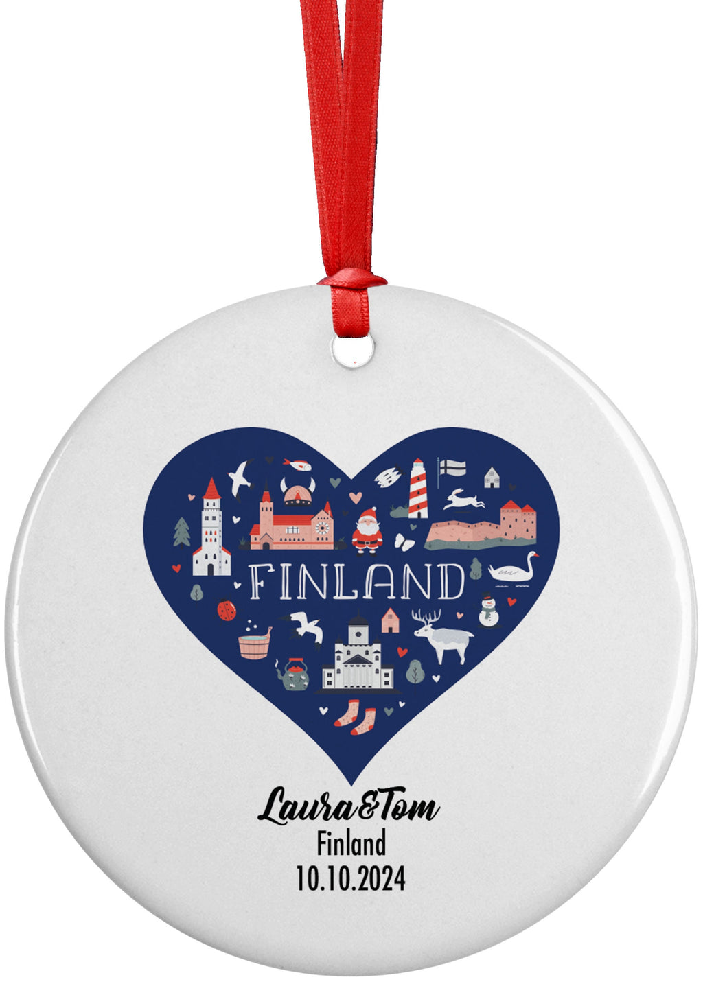 Finland, Ornament, Engagement, Married, Travel, Gift for Engaged Couple, Engagement Gift, Trip, Vacation Souvenir