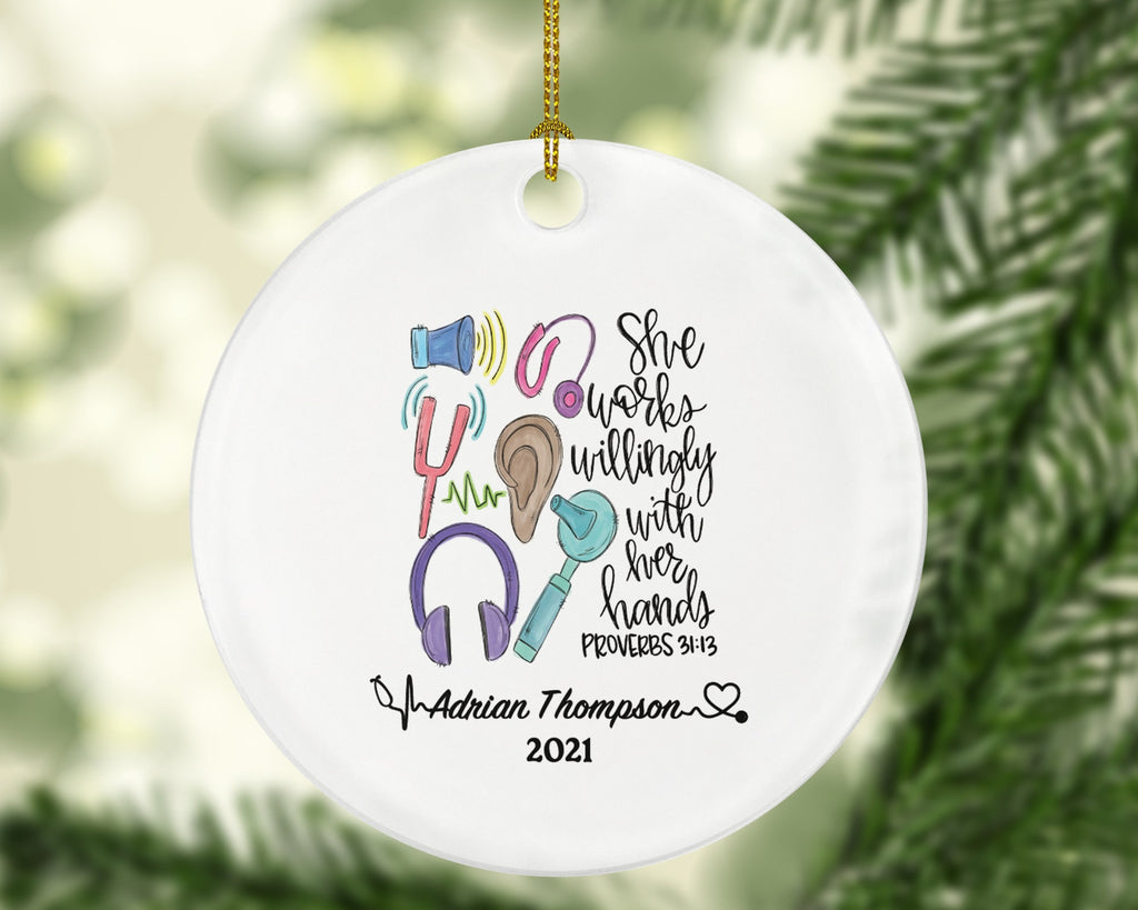 Audiologist Christmas Ornament Personalized - Hearing Doctor Audiology Gift Graduation Thank You Appreciation Gift for Female or Male