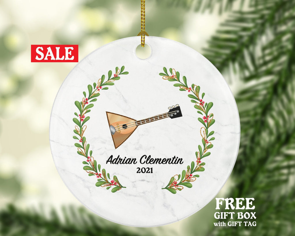 Balalaika Instrument Christmas Ornament Personalized - Musical Instrument Player Music Lover Custom Holiday Gift for Musician