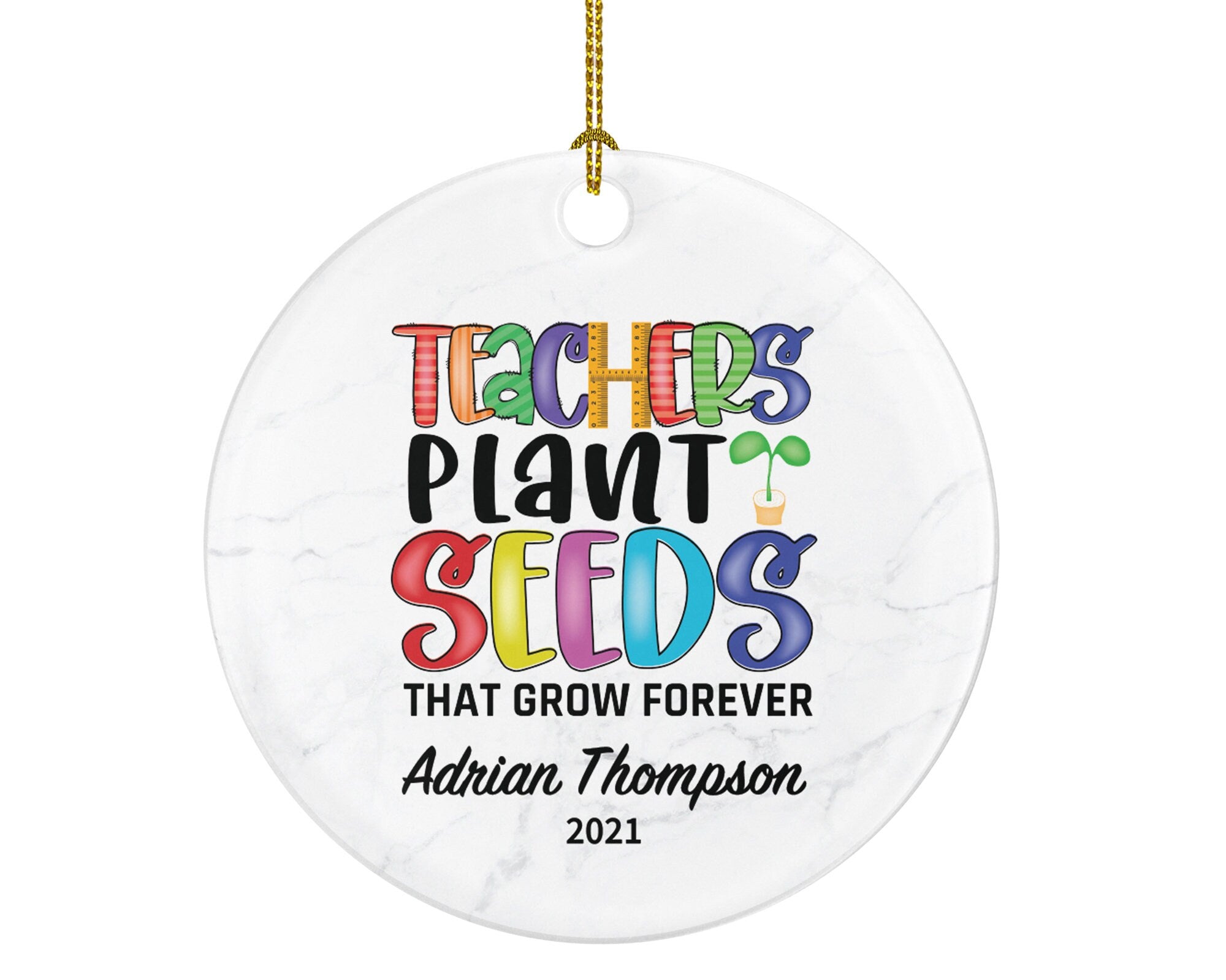 Teacher Ornament Personalized - Daycare Preschool Montessori Teacher Plant Seeds Custom Gift from Student Appreciation Mr Mrs School