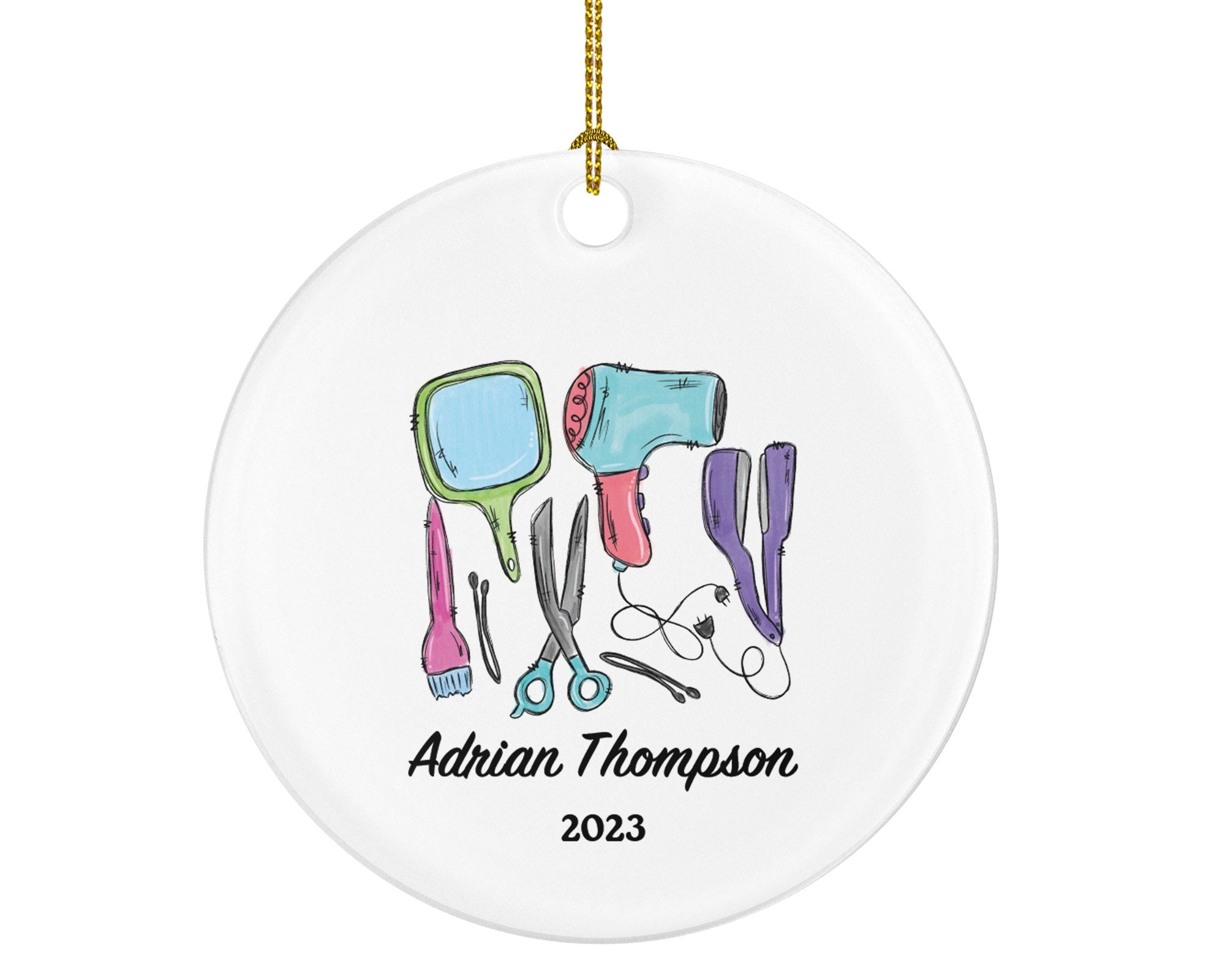 Hair Dresser, Stylist Christmas Ornament Personalized - Hair Stylist Gift Getting a Hair Cut - Custom Name Year