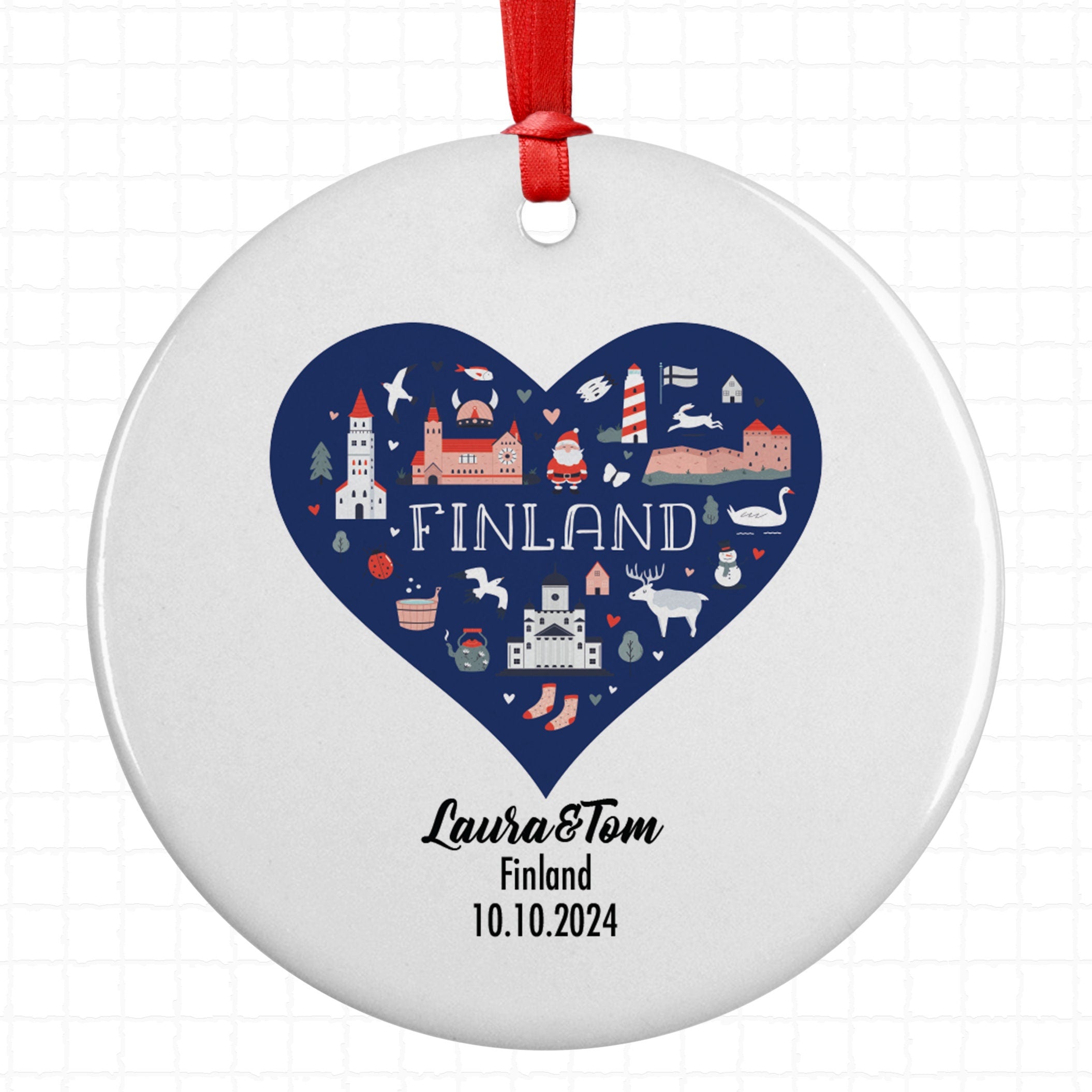 Finland, Ornament, Engagement, Married, Travel, Gift for Engaged Couple, Engagement Gift, Trip, Vacation Souvenir
