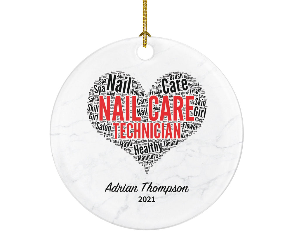 Nail Care Technician Christmas Ornament Personalized - Nail Tech Cosmetology Graduation Beauty Salon Owner Gift