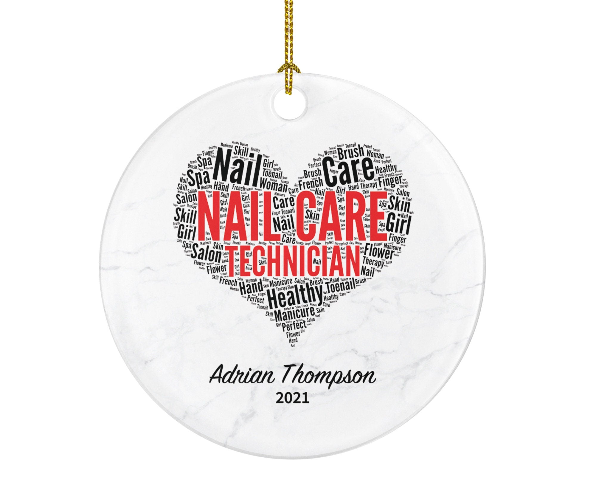 Nail Care Technician Christmas Ornament Personalized - Nail Tech Cosmetology Graduation Beauty Salon Owner Gift
