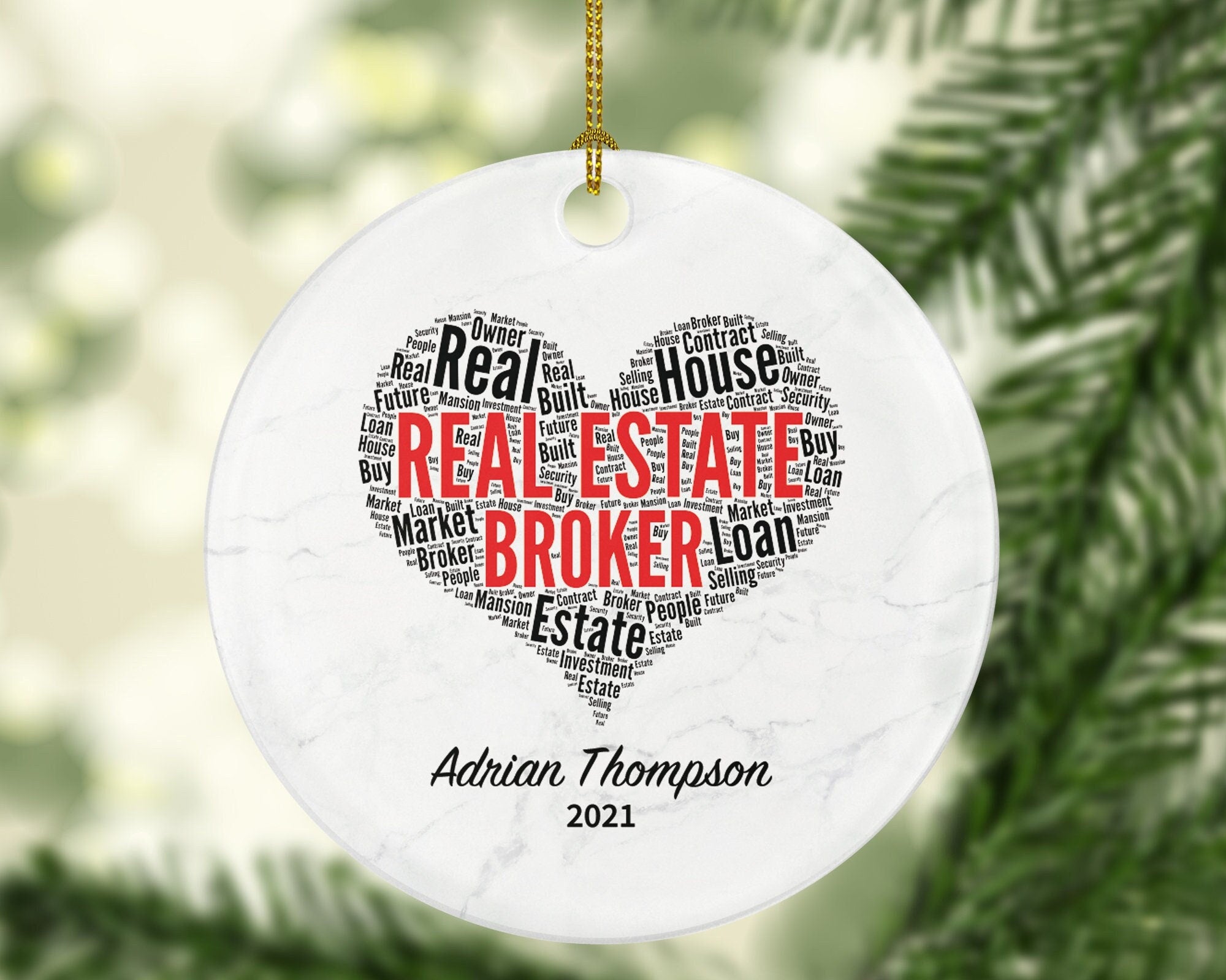 Real Estate Broker Realtor Agent Personalized Ornament - House Broker Personalized Ornament- New Real Estate Seller Christmas Ornament