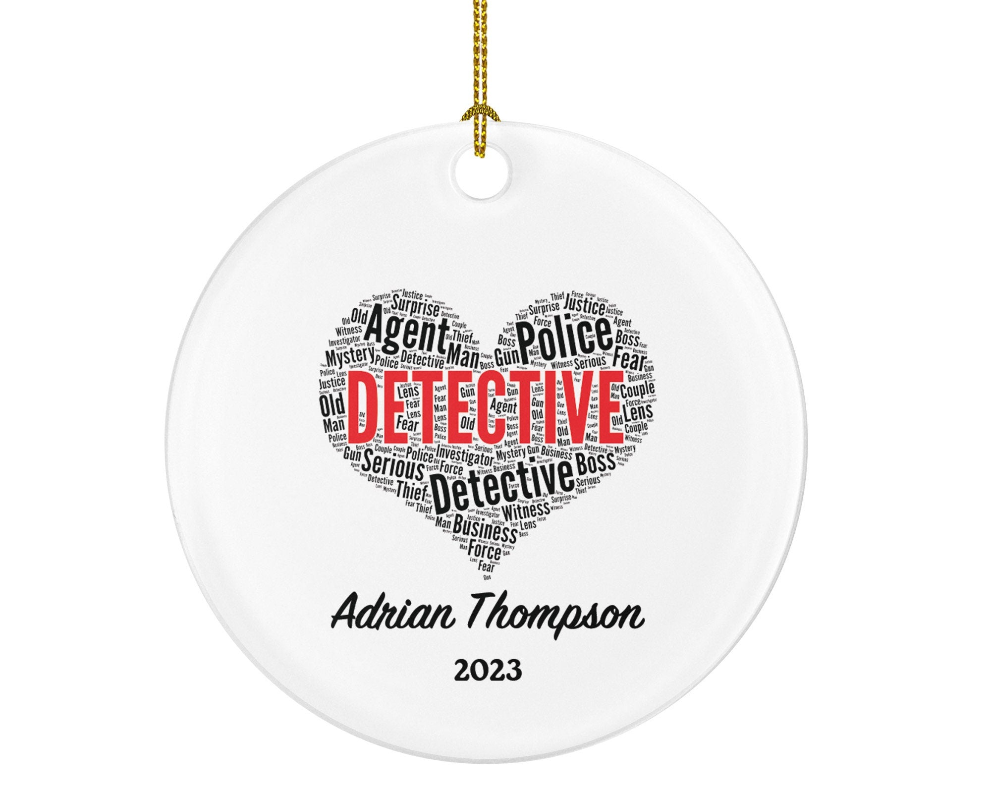Detective Christmas Ornament Personalized - Criminal Investigation Crime Investigator Team Officers Custom Gift