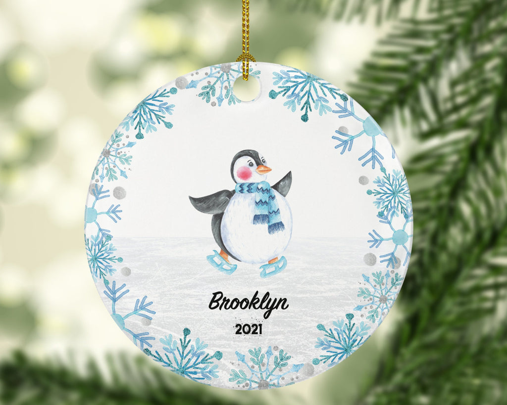 Ice Skating Christmas Ornament - Figure Skater Penguin Personalized Gift Figure Ice Skate Lover Sports Activity Hobby Occupation