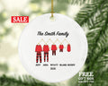Family Personalized Christmas Ornament - Holiday Pajamas Gift Custom Names Family of 2 3 4 5 - Pet Dog Family