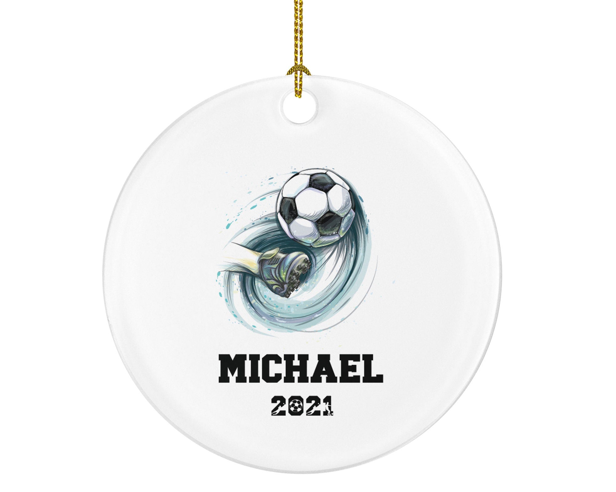 Playing Soccer Christmas Ornament - Goal Keeper Saver Coach Team Player Personalized Gift Gamer Sports Match Senior Custom Ball Kick