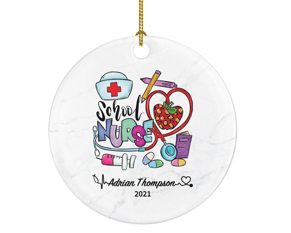 School Nurse Christmas Ornament Personalized -  Nurse Registered Health Worker Gift from Patient for Nurse RN Custom Medical