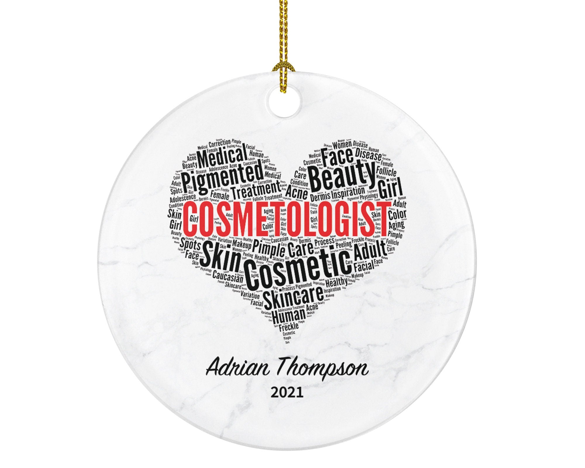 Cosmetologist Christmas Ornament Personalized, Cosmetology Skin Care Hair Nail Treatment Beautician Makeup Beauty Hairdresser Salon Stylist