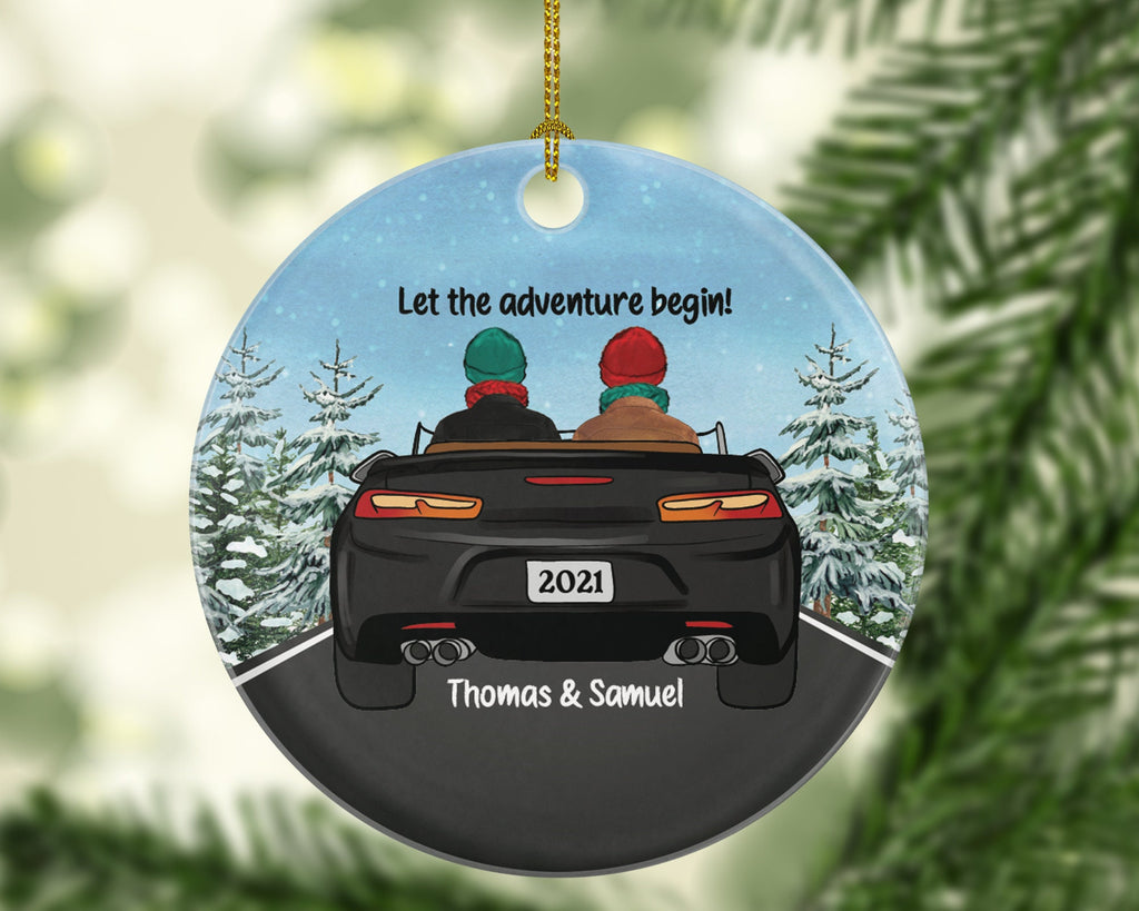 Driving Car Friends Christmas Ornament - Traveled Together First Trip Male Boy Personalized New Car Gift for Convertible