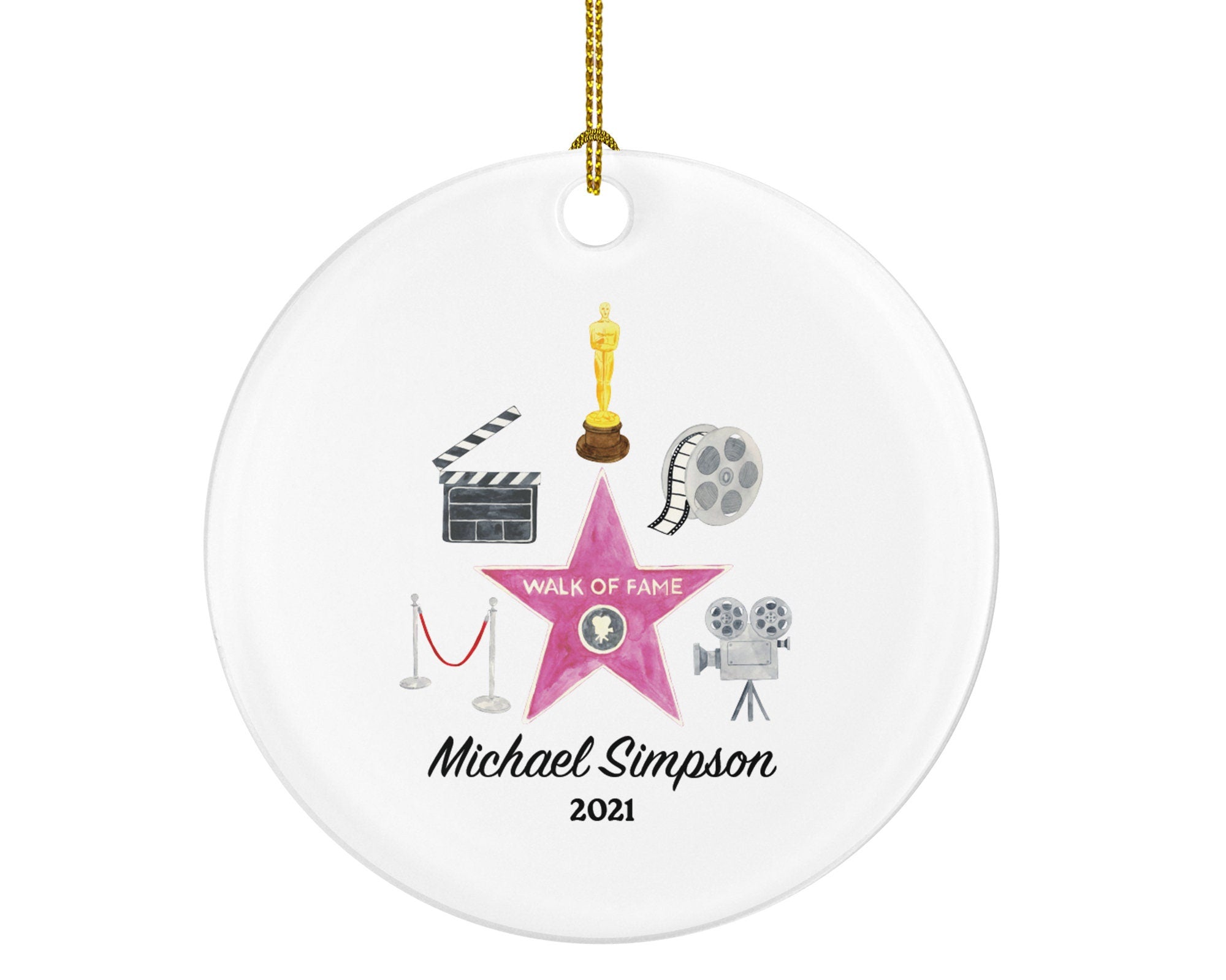 Cinema Artist Christmas Ornament Personalized - Film Movie Actor Actress Best Ever Gift - Custom Name Year