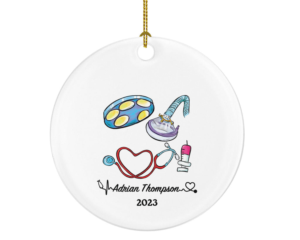 Surgeon Doctor Christmas Ornament Personalized - Surgery Medical Dr Anesthesiologists Gift for MD - Custom Name Year