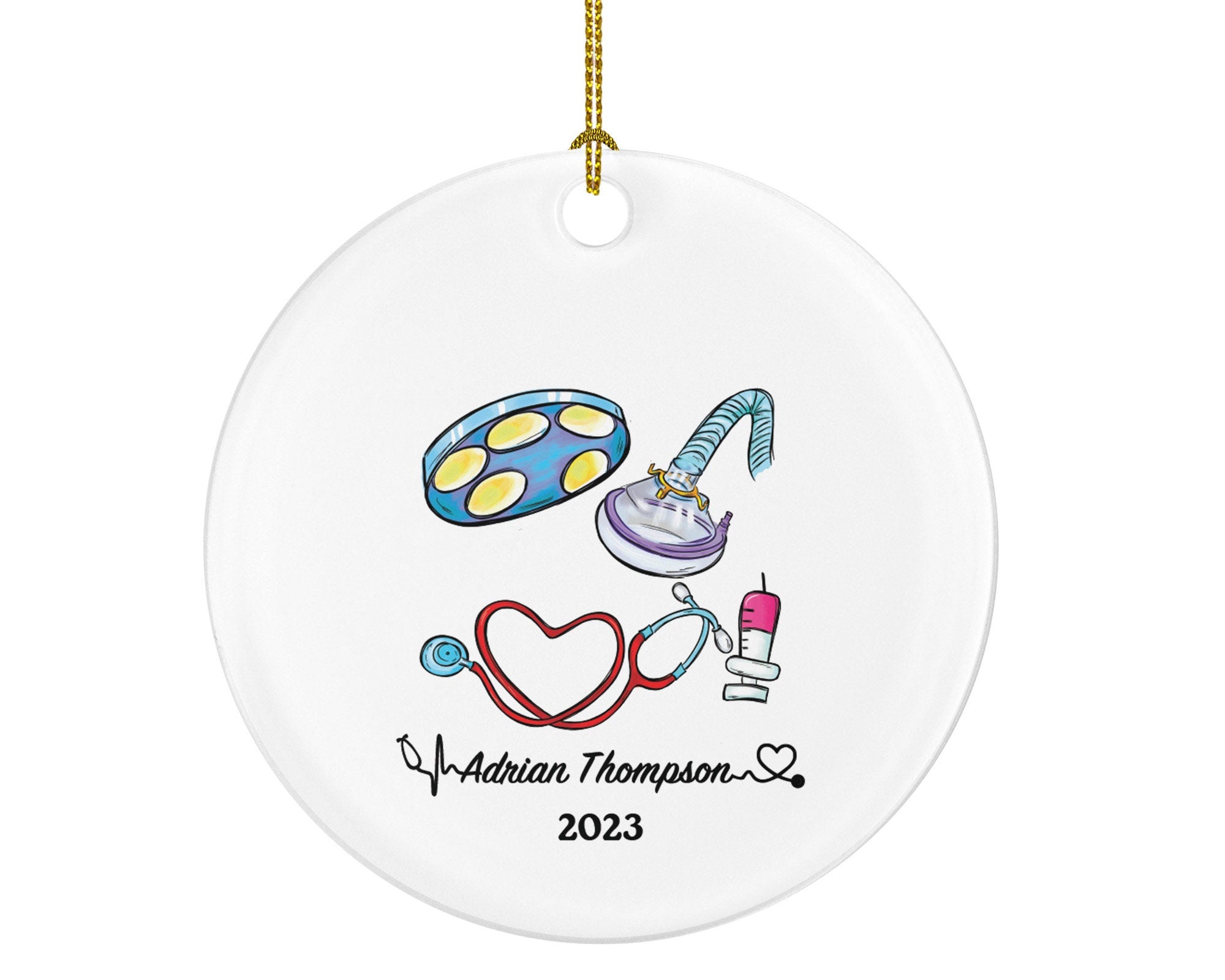 Surgeon Doctor Christmas Ornament Personalized - Surgery Medical Dr Anesthesiologists Gift for MD - Custom Name Year
