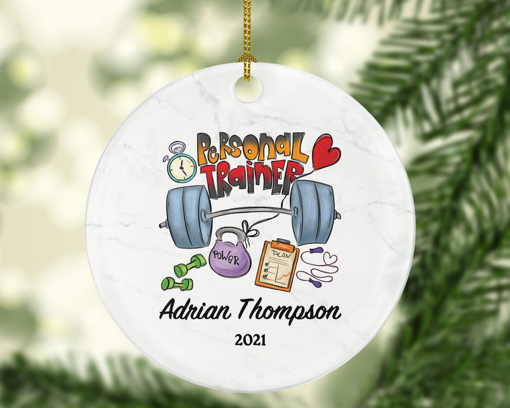 Personal Trainer Fitness Pilates Yoga Workout Christmas Ornament Personalized - Custom Healthy Lifestyle Training Exercise PT Gift